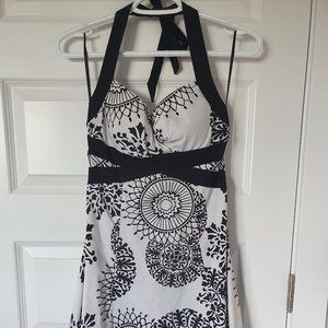 Majora - black and white halter style dress (Small)